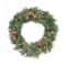 24" Pre-Lit Glistening Pine Wreath with Pinecones, Berries & Twigs, Warm White LED Lights